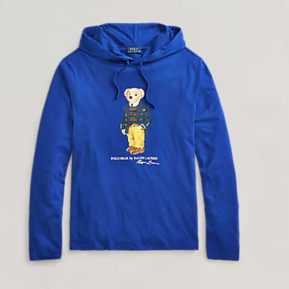 Polo Ralph Lauren Polo Bear Jersey Hooded T-Shirt Royal Blue